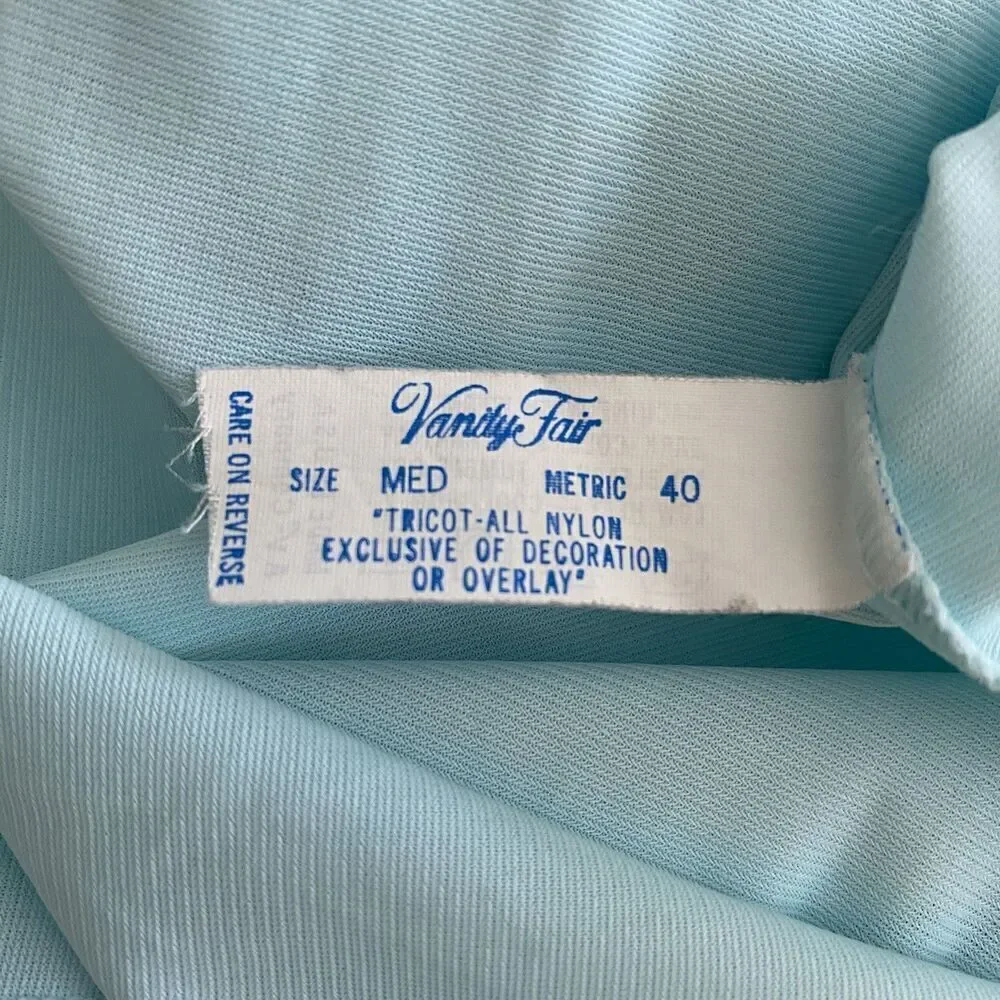Vintage Vanity Fair Robe Women's Size Medium Dressing Gown Aqua Button Front